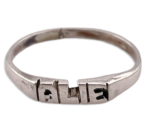 size 9.5 sterling silver "Alie" name ring