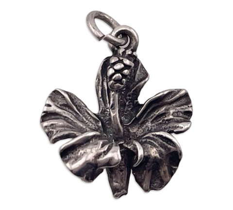 sterling silver hibiscus flower pendant