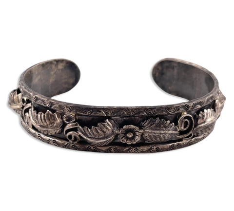 sterling silver stoneless leaf cuff bracelet