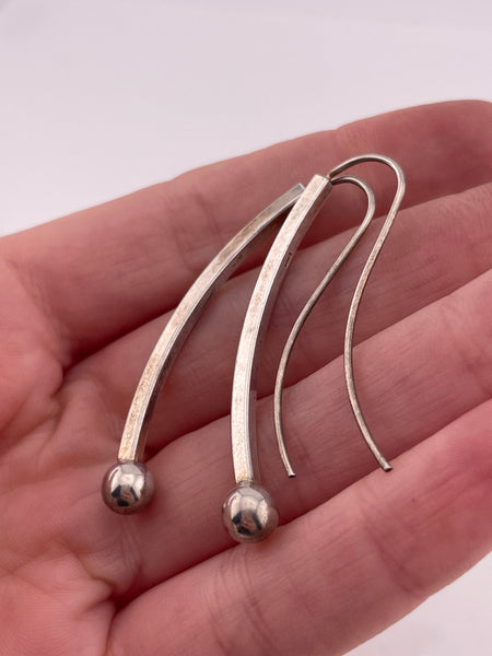 sterling silver stoneless ball hook threader dangle earrings