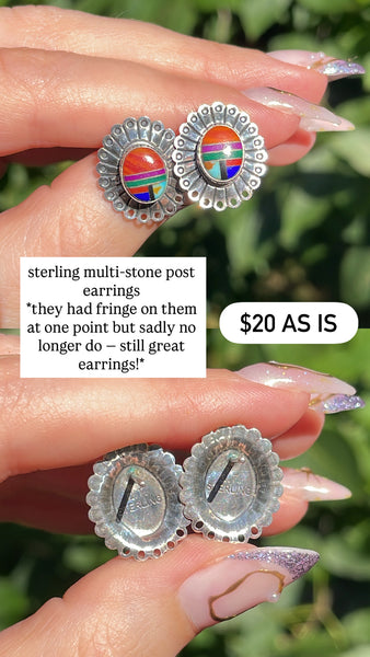 RESERVED PRIVATE LISTING -- sterling silver inlay earrings A16