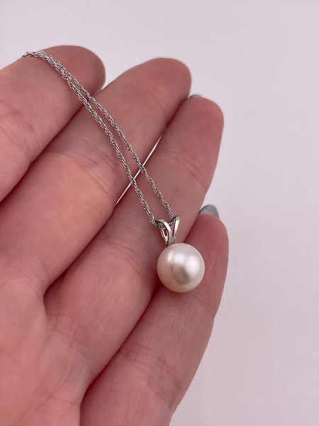sterling silver 18" synthetic pearl necklace