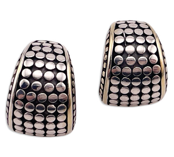 rhodium plated sterling silver & gold wash stoneless dot post earrings