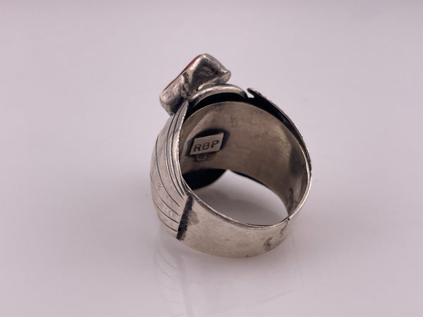 size 11.5 sterling silver turquoise coral ring