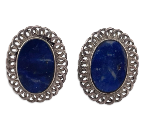 sterling silver lapis post earrings