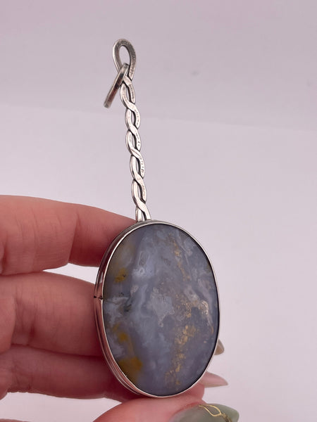 sterling silver 3-3/8" artisan agate pendant