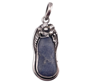 sterling silver blue quartz flower pendant