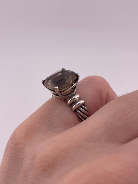 size 5.25 sterling silver faceted smoky quartz ring