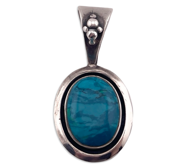 sterling silver synthetic blue swirl stone pendant