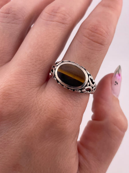 size 10.5 sterling silver tigers eye ring