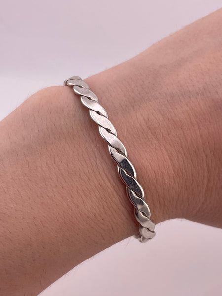 sterling silver stoneless braided cuff bracelet