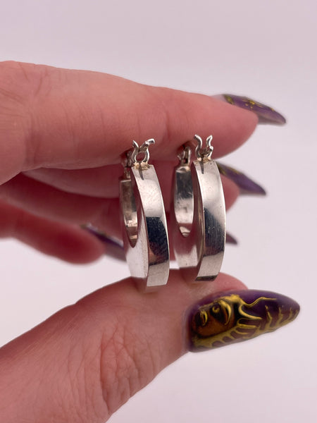 sterling silver smooth puffy 3/4" hoop earrings