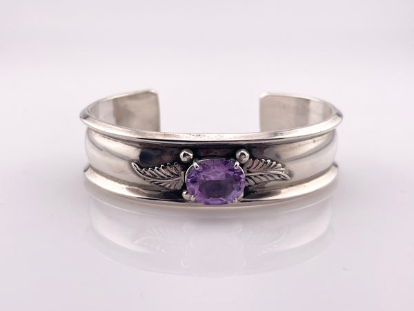 sterling silver faceted amethyst cuff bracelet