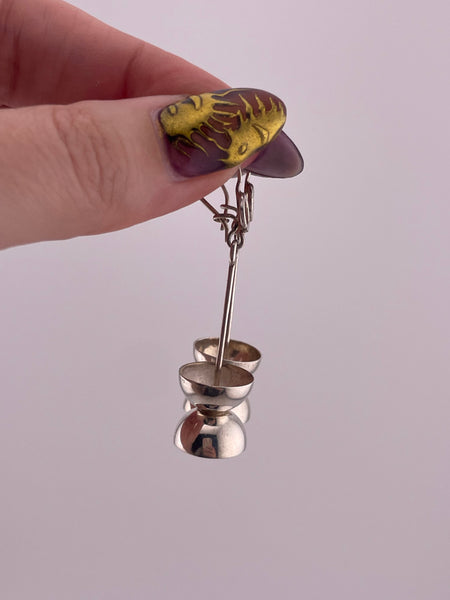sterling silver Mexican modern stoneless abstract dangle earrings