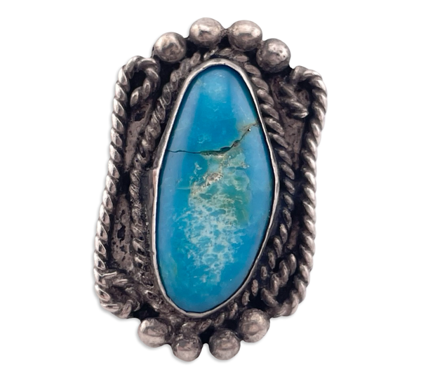 size 6 sterling silver turquoise ring ***Cracked Stone***