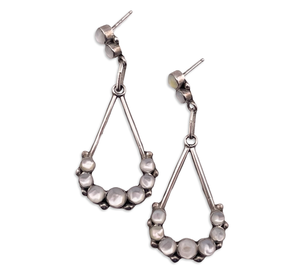 sterling silver mother of pearl post dangle earrings