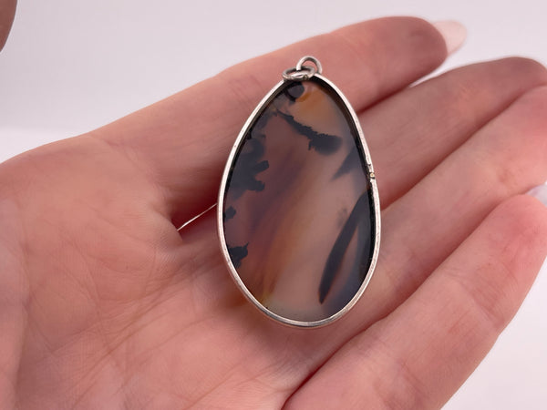 sterling silver Montana agate pendant