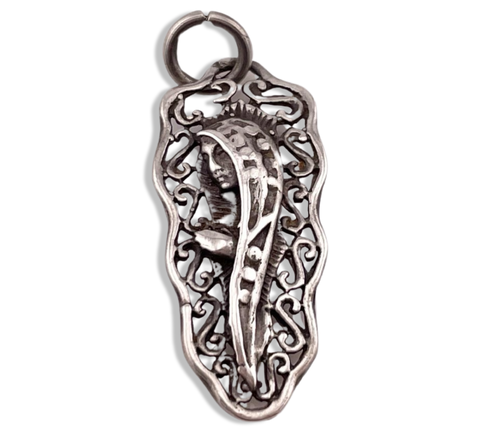 sterling silver woman profile with covering pendant