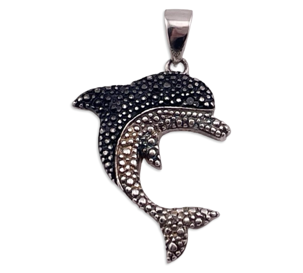 sterling silver rhinestone dolphin pendant