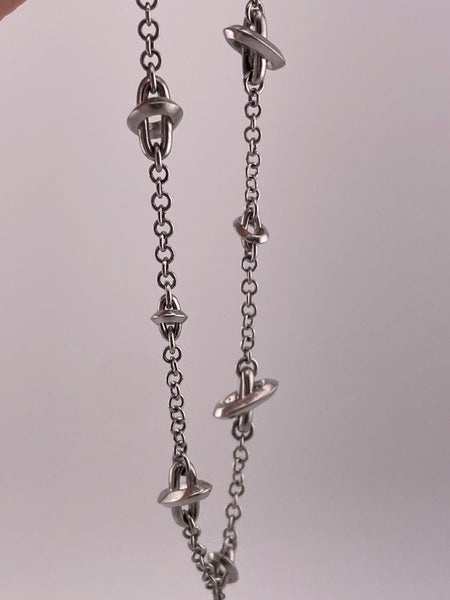 sterling silver designer Movado spacer diamond dangle necklace