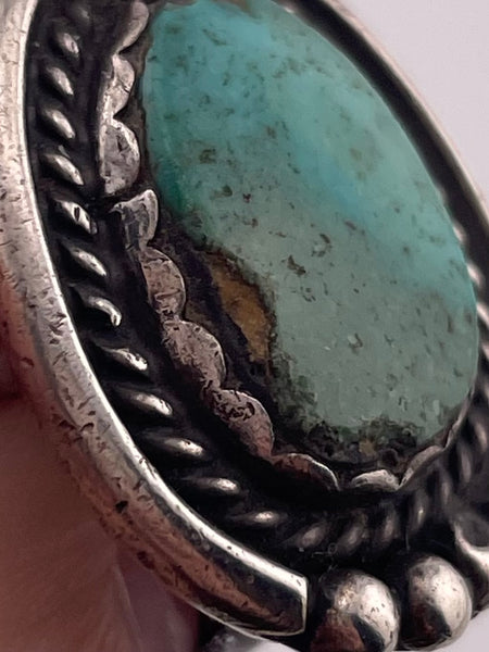 size 6 sterling silver turquoise dot rope setting ring
