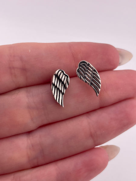 sterling silver angel wing post earrings