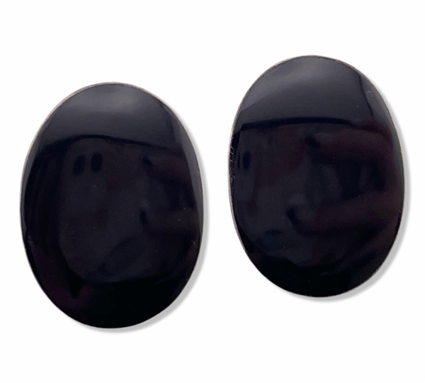 sterling silver oval synthetic black stone post earrings