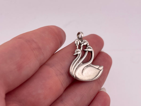 sterling silver swans pendant