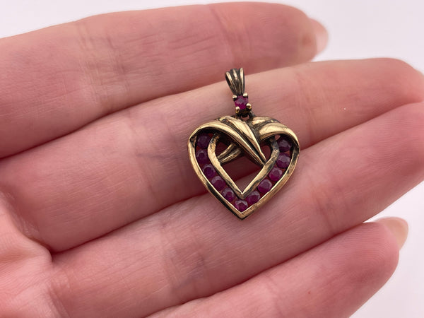 sterling silver gold wash faceted spinel heart pendant