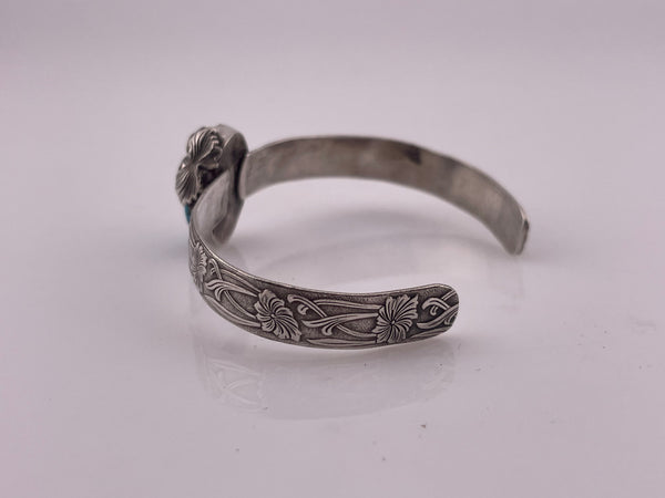sterling silver 6" turquoise leaf floral cuff bracelet ***AS IS***