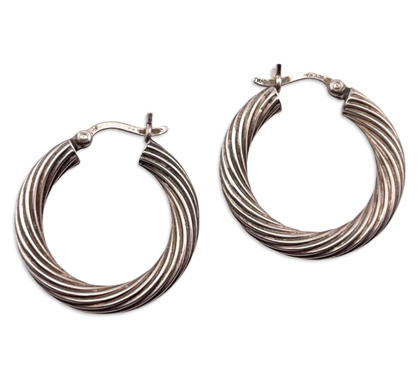 sterling silver 7/8" cable twist hoop earrings
