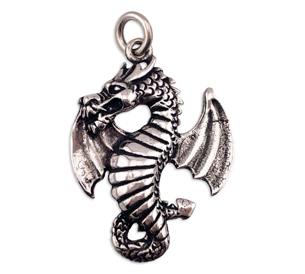 sterling silver dragon wings up pendant