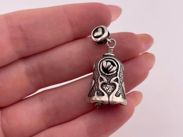 sterling silver heart bell pendant