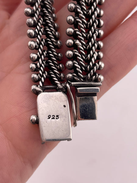 sterling silver heavy 7 5/8" woven ball link bracelet