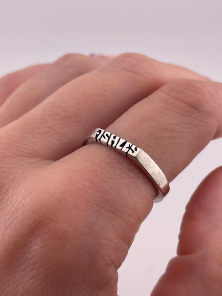 size 9.75 sterling silver "Ashley" name ring