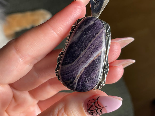 sterling silver 2-1/2" Desert Rose Trading amethyst pendant