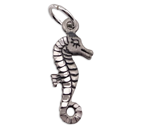 sterling silver etched seahorse pendant