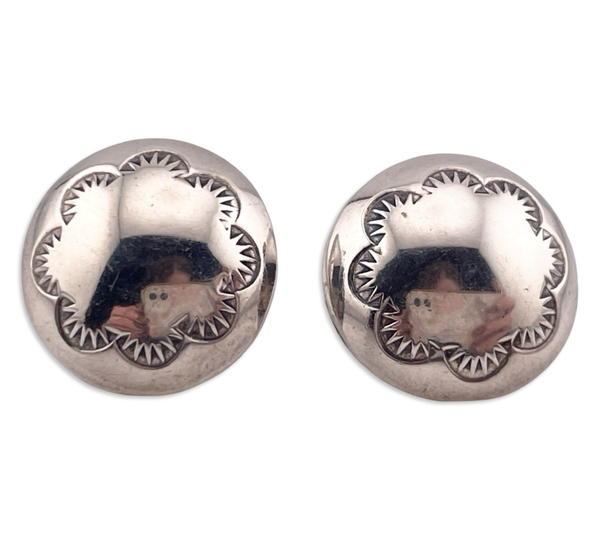 sterling silver stoneless stamped dome post earrings