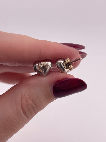 sterling silver small puffy heart post earrings