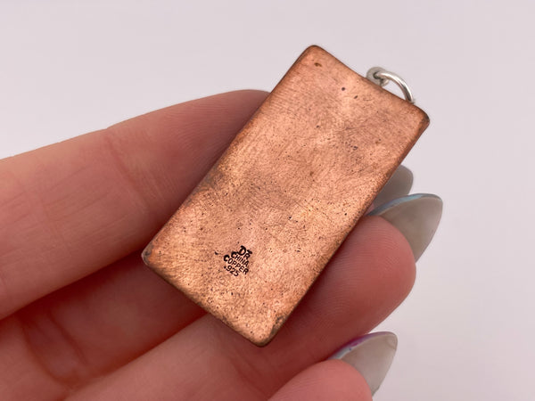 sterling silver & copper amethyst & turquoise rectangle pendant