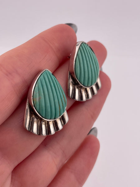 sterling silver carved turquoise Jay King post earrings