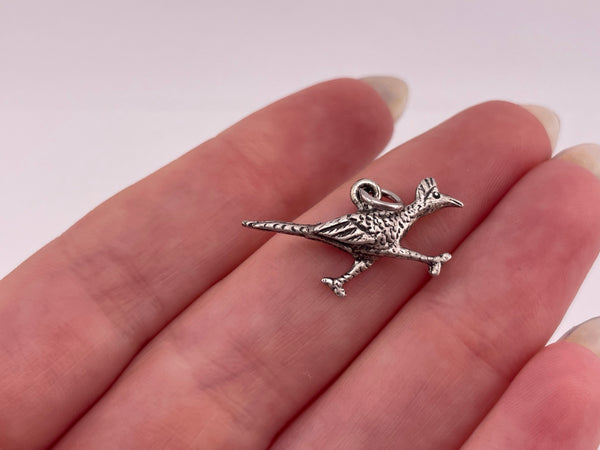 sterling silver roadrunner bird pendant