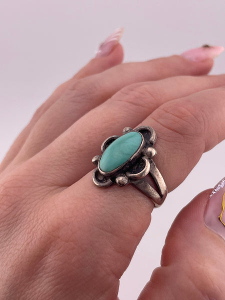 size 8 sterling silver turquoise ring