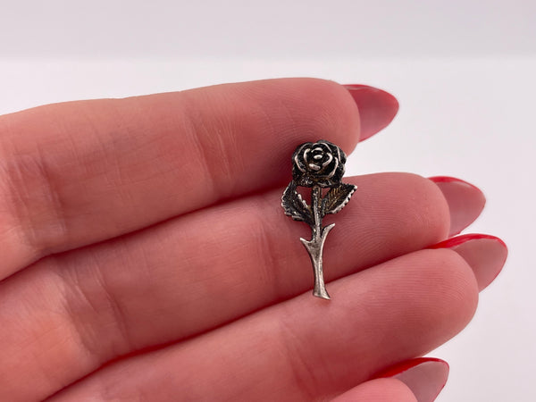 sterling silver rose flower pendant