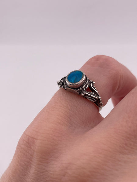 size 4 sterling silver synthetic turquoise ring **AS IS**