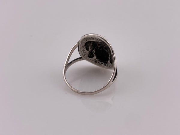 size 6.75 sterling silver Mercury dime face push-out ring