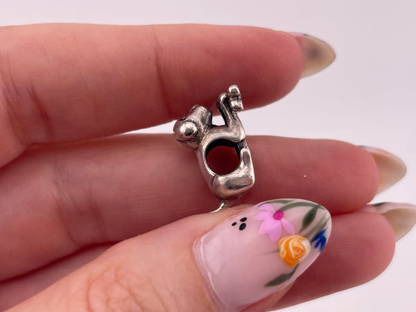 sterling silver dog with bone bracelet bead charm pendant