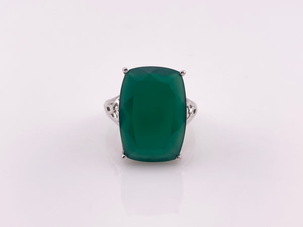 size 7 sterling silver faceted green onyx ring