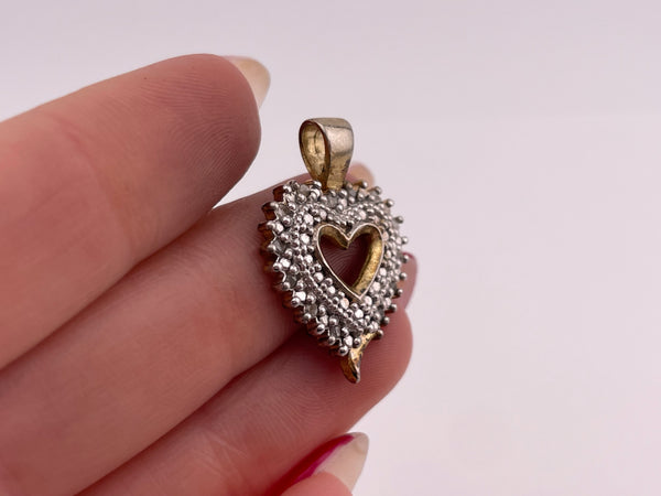 sterling silver gold plated CZ heart pendant