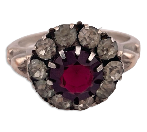 size 7.5 sterling silver gold plated faceted plastic heart ring